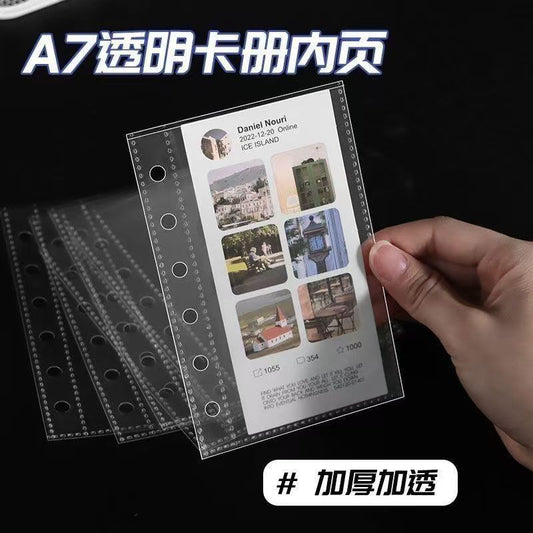 A7 Transparent Card Sleeve Refill Pages – 6-Ring Photocard Holder Inserts, One-Pocket & Two-Pocket