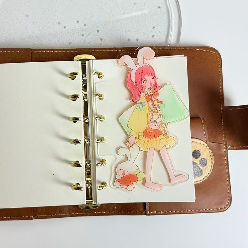 Original Anime Girl Shaped Divider Tab – 3-Ring A6/A7 Planner Acrylic-Style Insert, 8 Characters