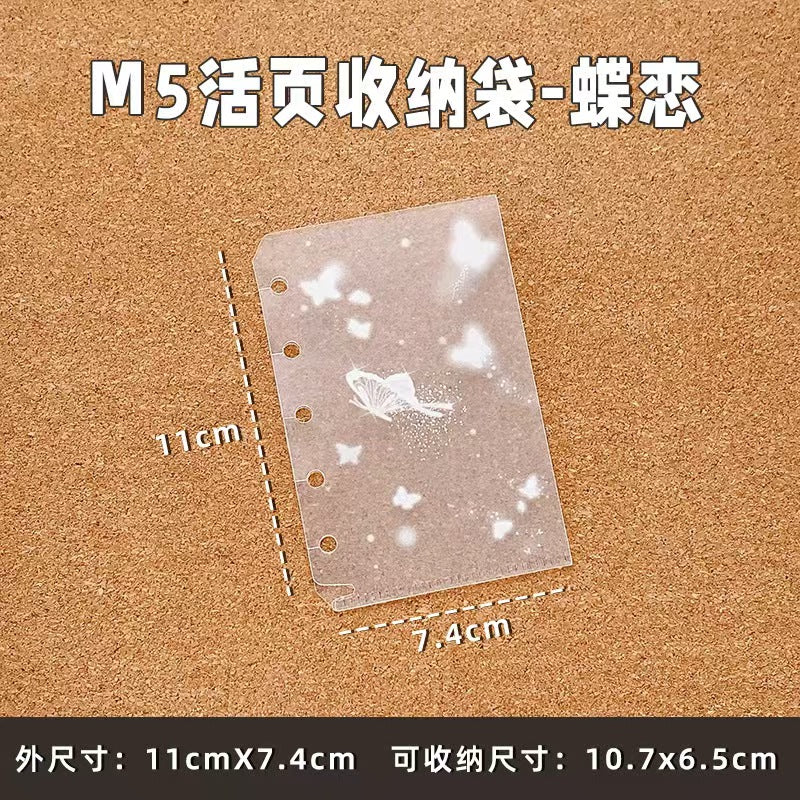 M5 Frosted PVC Storage Pocket Refill – Clear Loose-Leaf Sleeve for Ring Planners, Waterproof, 7 Designs