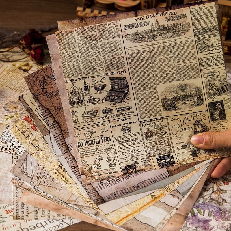Vintage Celestial & Astronomy Paper Set - 20 Sheets European Newspaper Script Journal Background Paper