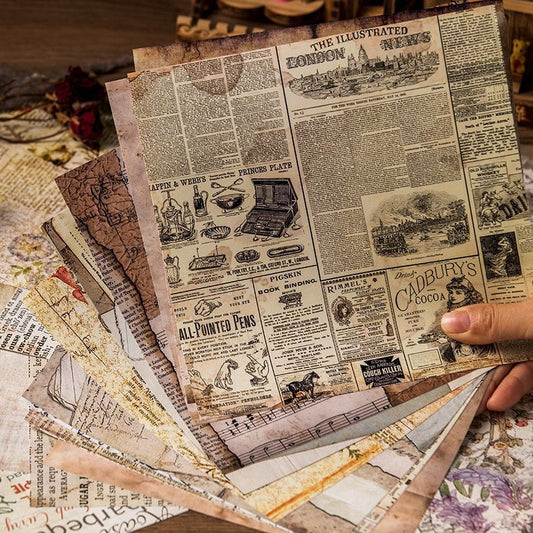 Vintage Celestial & Astronomy Paper Set - 20 Sheets European Newspaper Script Journal Background Paper