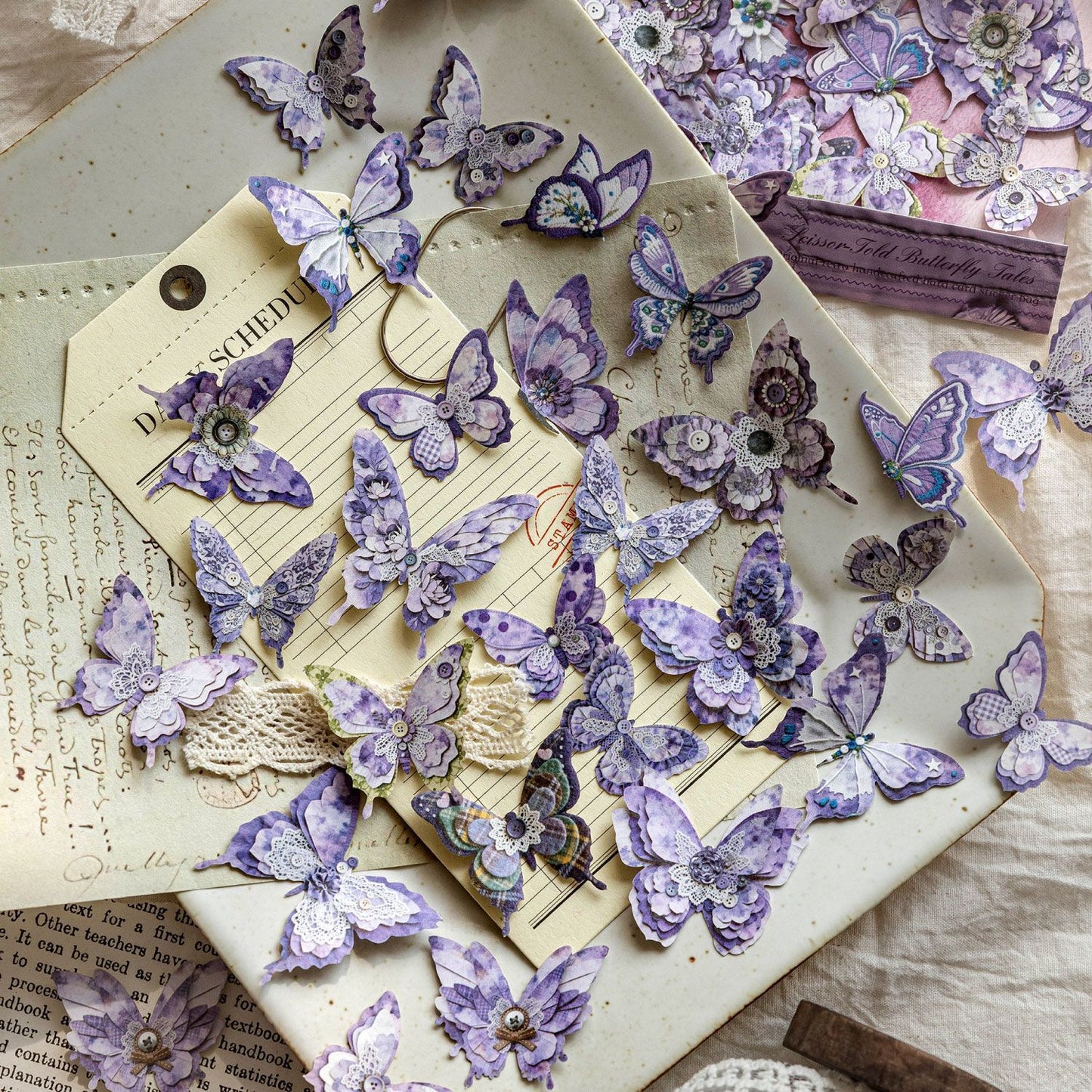 3D Butterfly Sticker Pack - Vintage Kraft Paper Butterfly Stickers for Journaling & Card Making