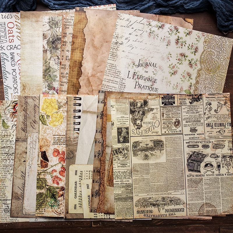 Vintage Celestial & Astronomy Paper Set - 20 Sheets European Newspaper Script Journal Background Paper