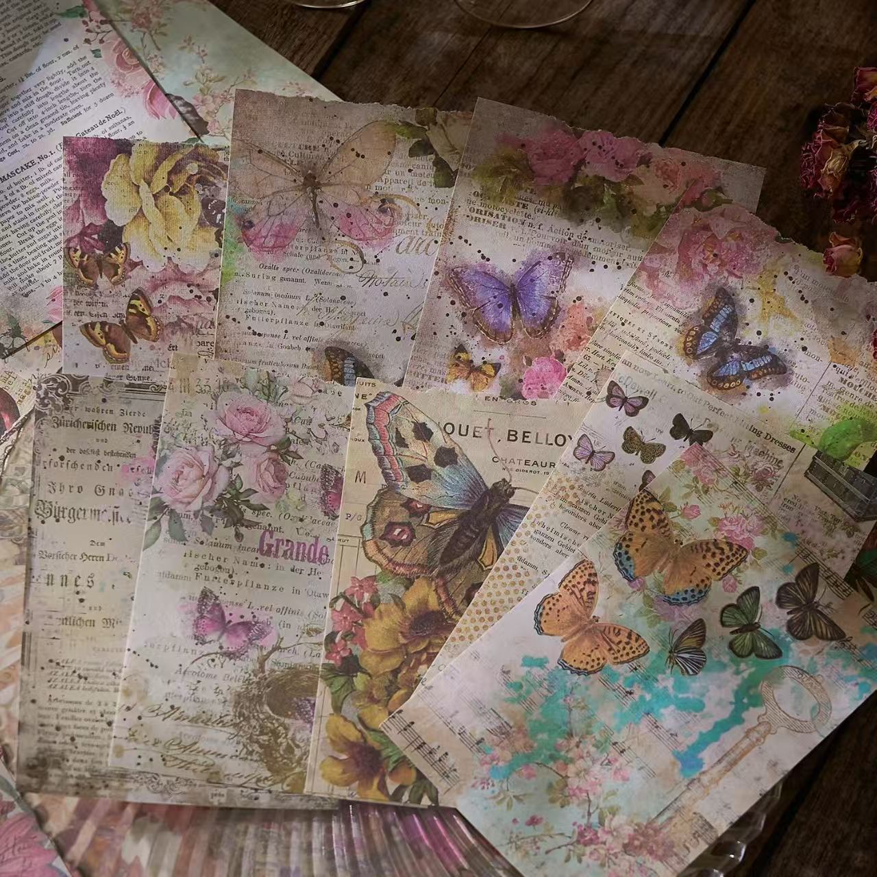 Vintage Collage Paper Set — 100 Sheets, 6 Styles
