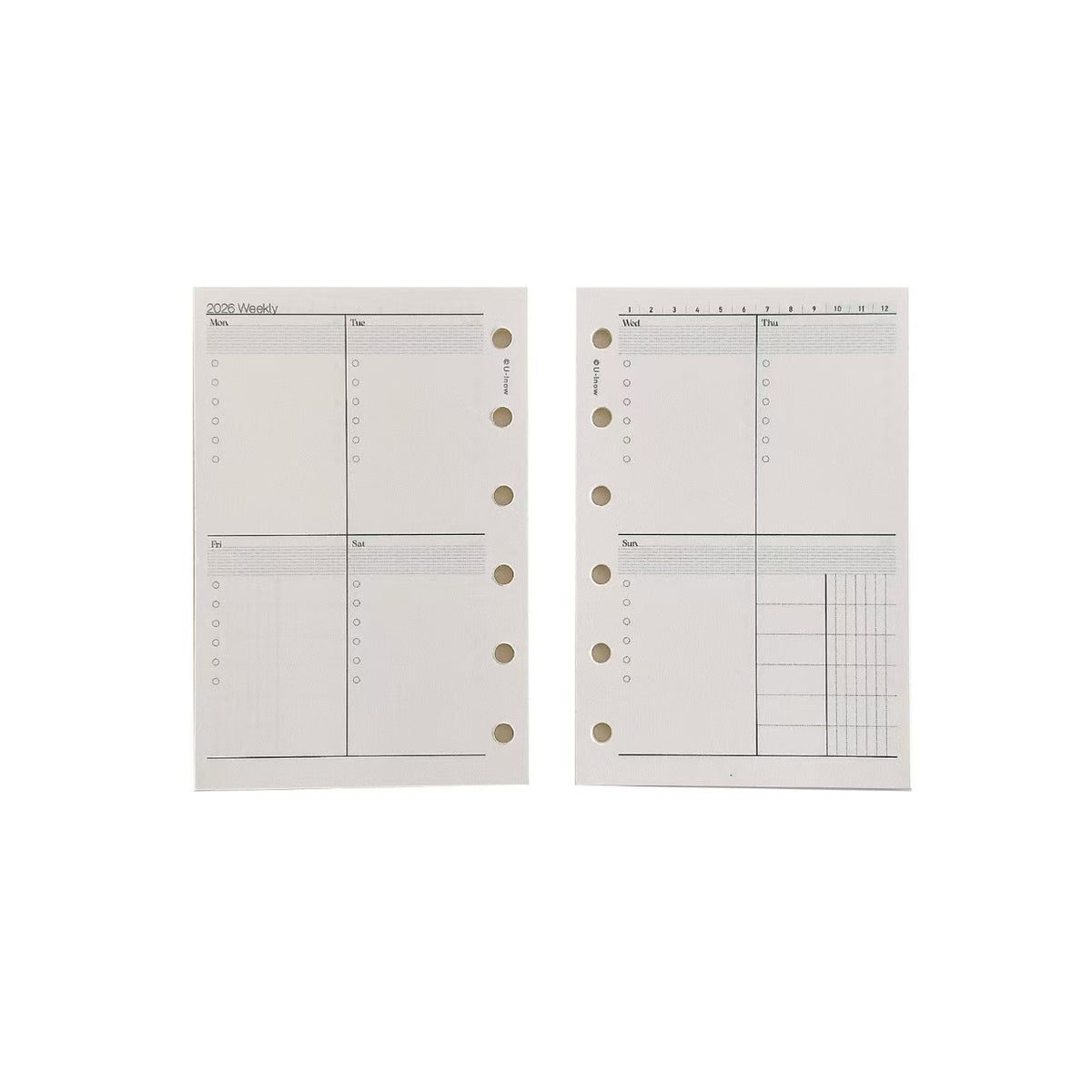 A7 Functional Ring Planner Refill Pages – 120gsm Premium Paper, 15 Layouts (Weekly/Monthly/Daily/Grid)