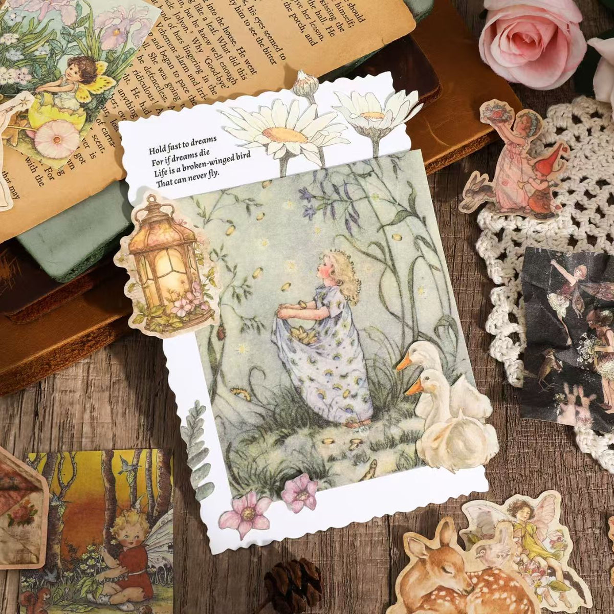 Vintage Butterfly Collage Paper Pack – 100 Sheets Nature Ephemera for Journaling & Scrapbooking, 4 Designs