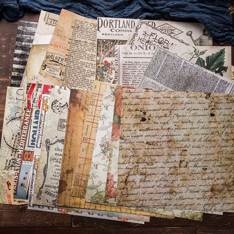 Vintage Celestial & Astronomy Paper Set - 20 Sheets European Newspaper Script Journal Background Paper