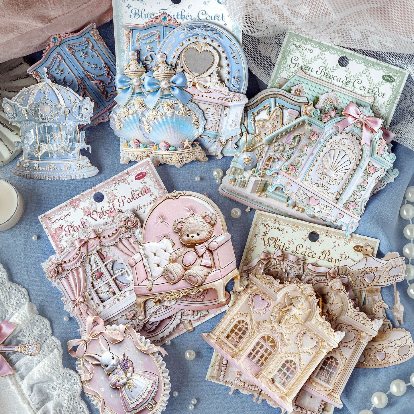 Rococo Embossed Gold Foil Collage Stickers - French Vintage 3D Relief Card Stickers