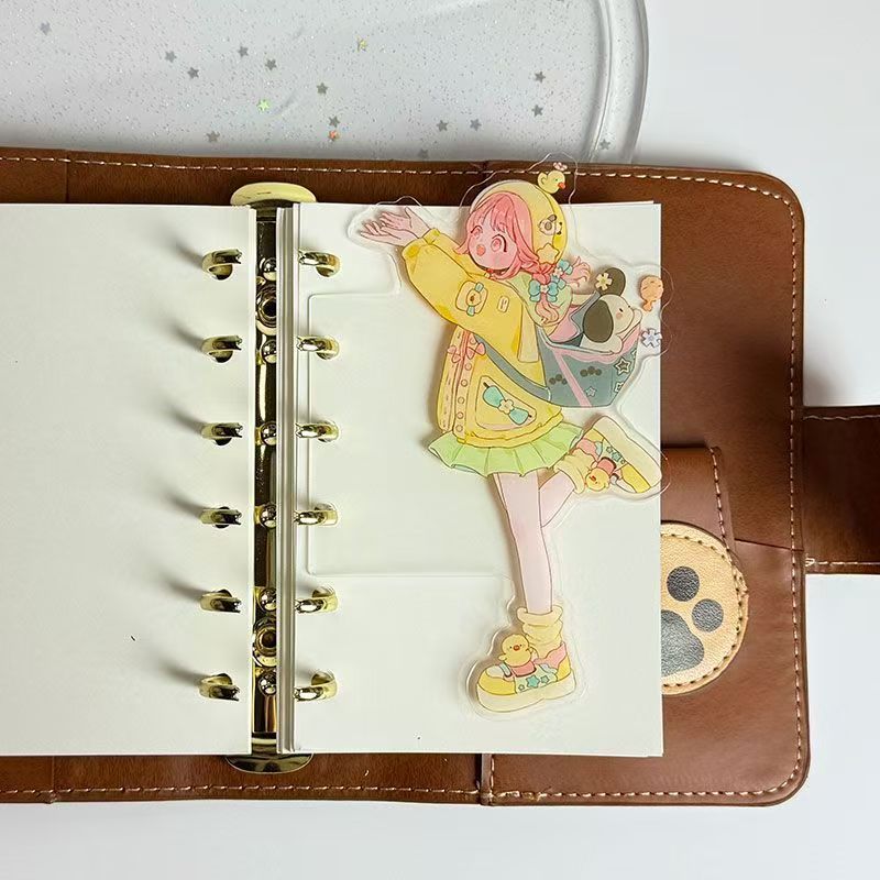 Original Anime Girl Shaped Divider Tab – 3-Ring A6/A7 Planner Acrylic-Style Insert, 8 Characters