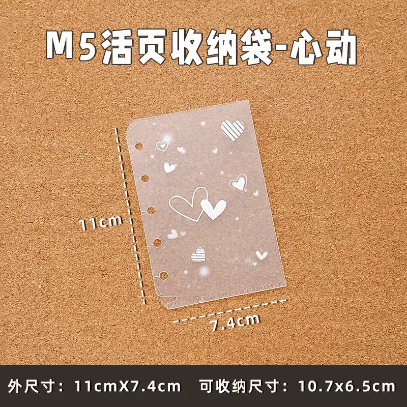 M5 Frosted PVC Storage Pocket Refill – Clear Loose-Leaf Sleeve for Ring Planners, Waterproof, 7 Designs