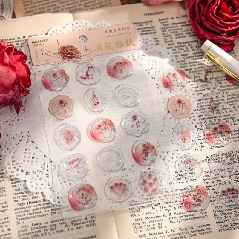 In the Name of Rose - 3D Resin Wax Seal Stickers, Vintage Gold Foil Envelope Seals
