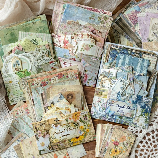 Garden Post Office Vintage Floral Paper Set - 100 Sheets, Romantic Rose & Botanical Junk Journal Paper