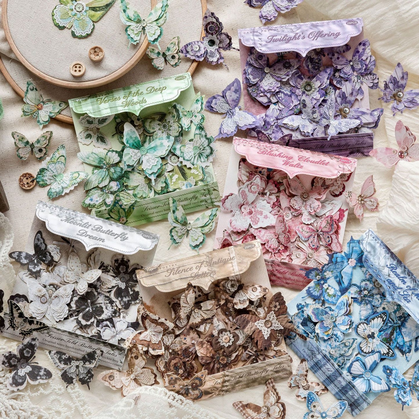 3D Butterfly Sticker Pack - Vintage Kraft Paper Butterfly Stickers for Journaling & Card Making