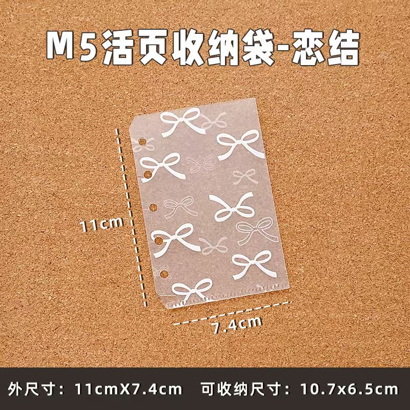 M5 Frosted PVC Storage Pocket Refill – Clear Loose-Leaf Sleeve for Ring Planners, Waterproof, 7 Designs