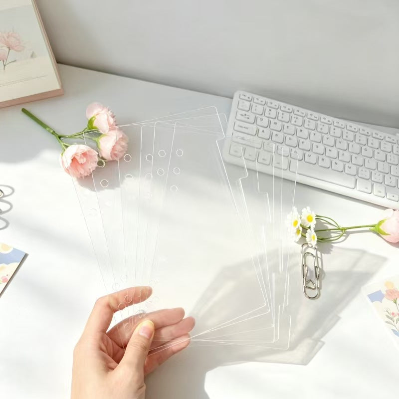 Clear Acrylic Tab Divider Set – High-Transparency Ring Planner Index Tabs, A5/A6/A7, 6pc
