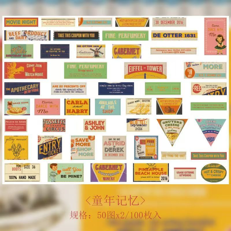 Vintage Label Sticker Box Set -Ticket & Label Stickers for Journaling & Card Making