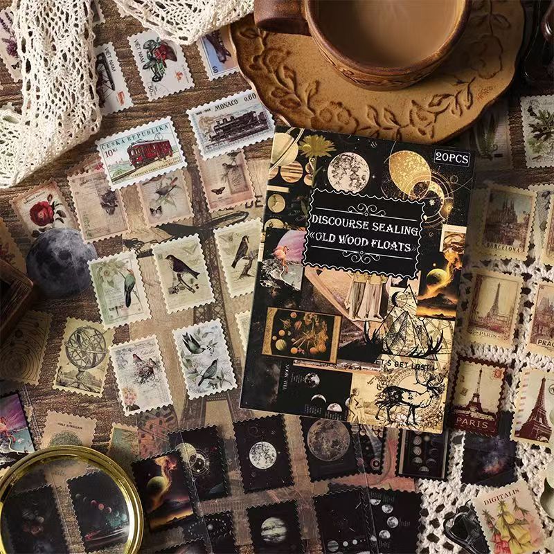 Vintage Antique Collage Sticker Sheet – Waterproof PET Die-Cut Journaling Stickers, 4 Designs