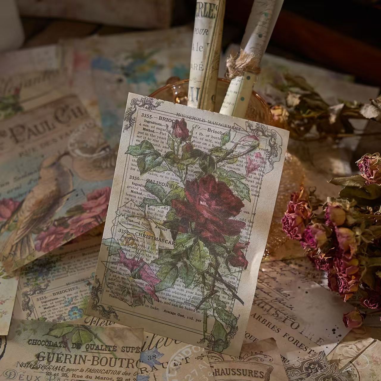 Vintage Collage Paper Set — 100 Sheets, 6 Styles