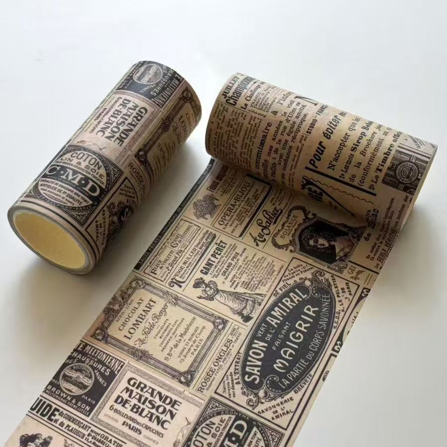Vintage Print Washi Tape — Wide Roll