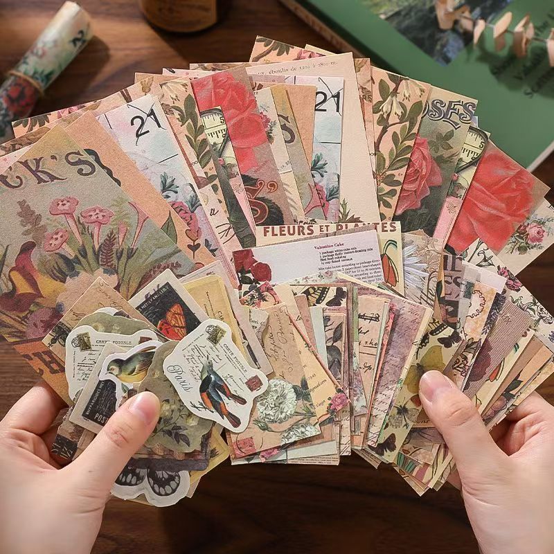 Vintage Letters Ephemera Bundle-4 styles（100 sheets of old-world paper scraps for your journal.）