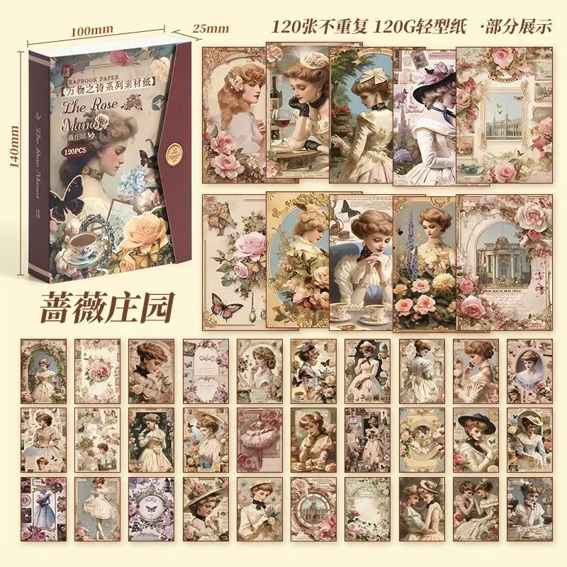 Vintage Scrapbook Paper Collection — Storybook Box-120 sheets