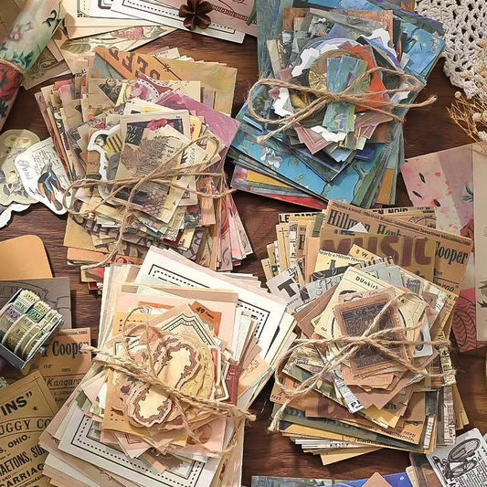 Vintage Letters Ephemera Bundle-4 styles（100 sheets of old-world paper scraps for your journal.）