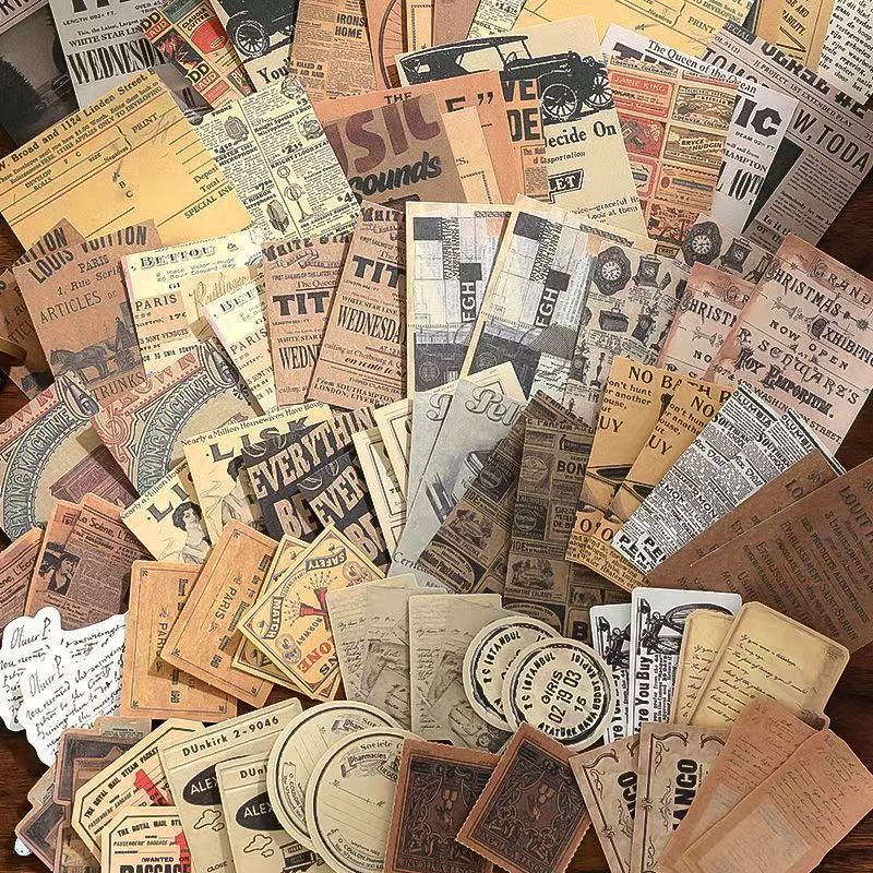 Vintage Letters Ephemera Bundle-4 styles（100 sheets of old-world paper scraps for your journal.）