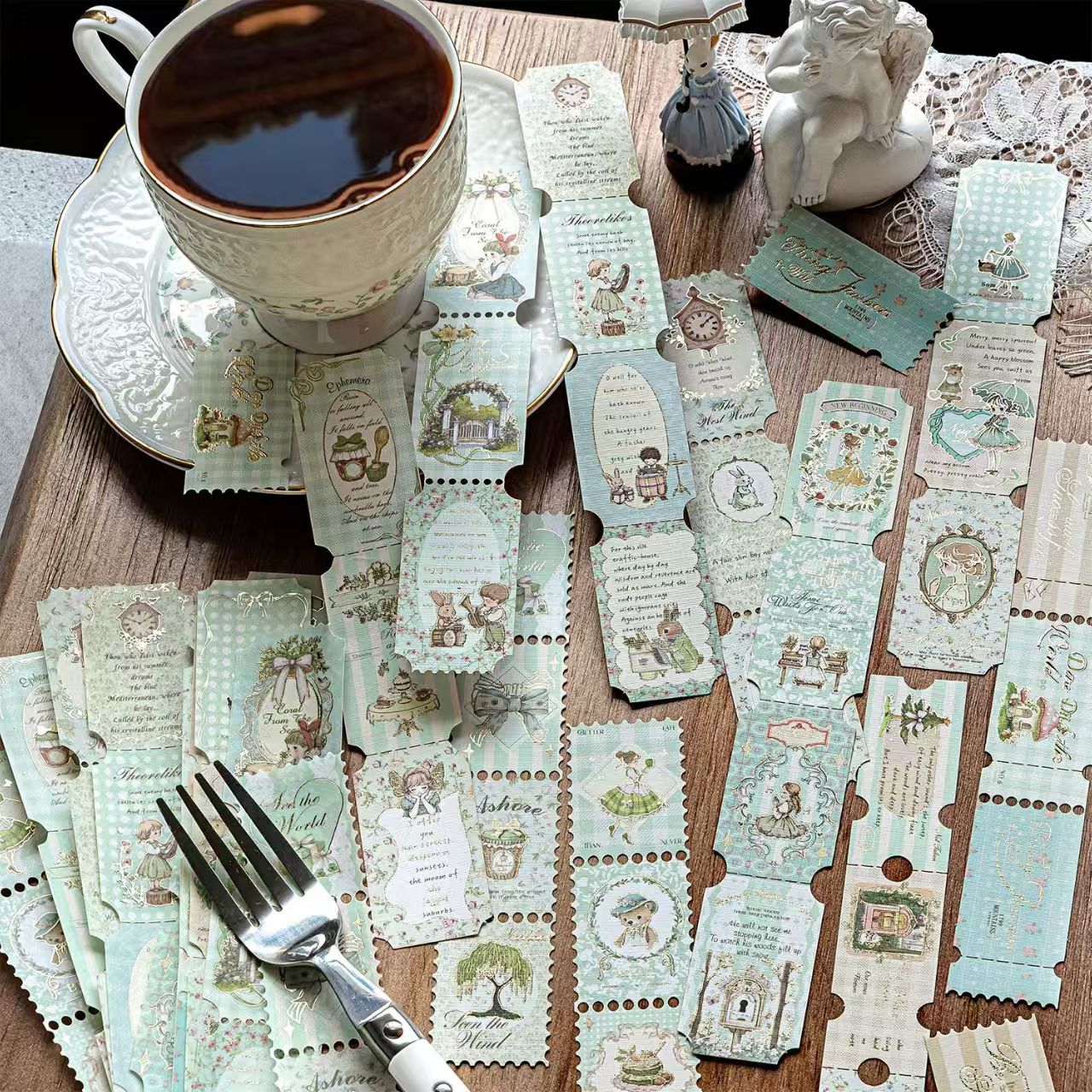Gilded Stamp Stickers — 20 pics, Tea Talk Series