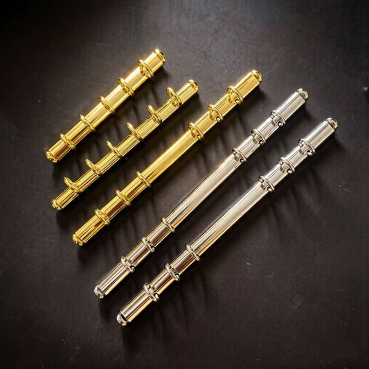 Metal Ring Binder Mechanism — Rivet-Style Spine Bar for A5/A6/A7/M5 Planners, Gold & Silver, No Drilling Required