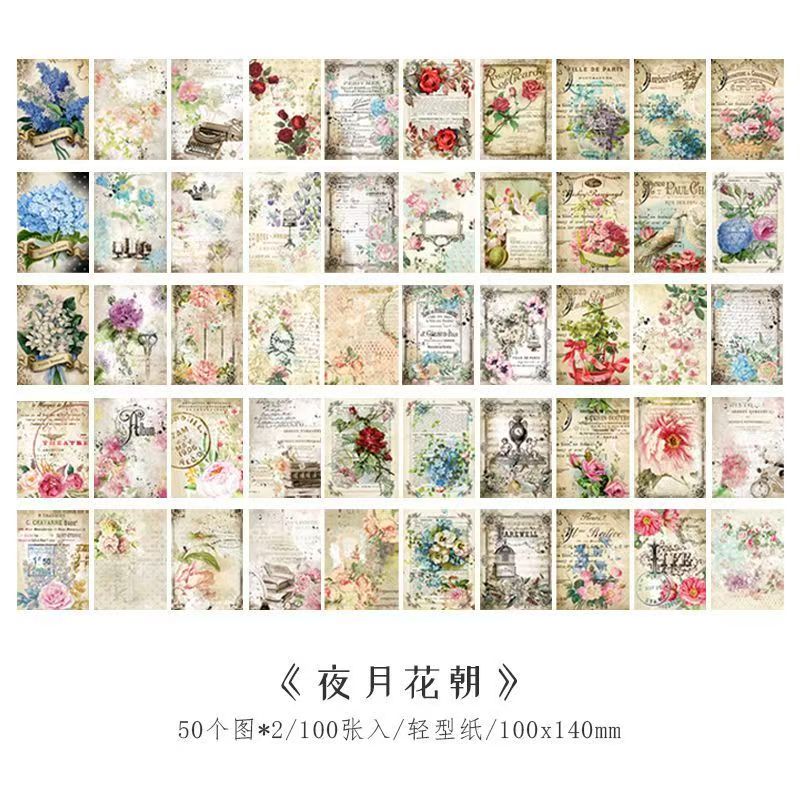 Vintage Collage Paper Set — 100 Sheets, 6 Styles
