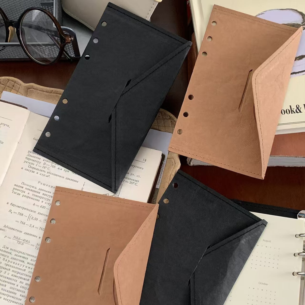 A6 Vintage Envelope Storage Pocket – Washed Kraft Leather Ring Planner Refill, Personal & Wide Size