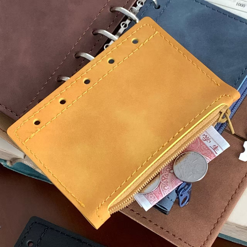 PU Leather Zipper Pouch Refill for M5/A7 Ring Planners – 6 Colors, Loose-Leaf Storage Bag