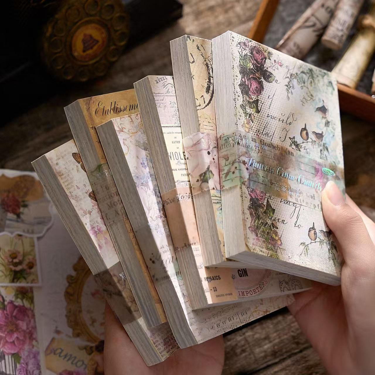 Vintage Collage Paper Set — 100 Sheets, 6 Styles