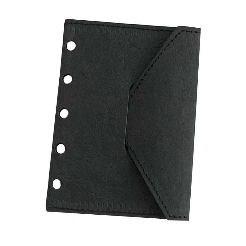 Vintage Washed Leather Envelope Pocket - M5/A7 Ring Binder Storage Sleeve, 6-Ring Punched Card Holder