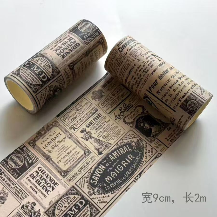 Vintage Print Washi Tape — Wide Roll