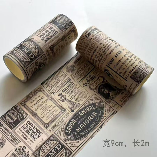 Vintage Print Washi Tape — Wide Roll