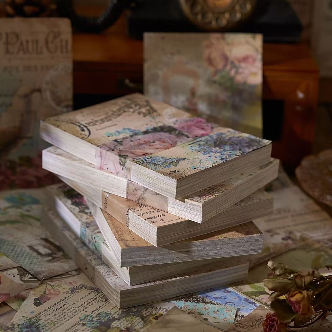 Vintage Collage Paper Set — 100 Sheets, 6 Styles